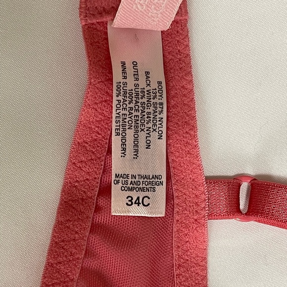 Victoria’s Secrete Pink Lace Underwired Unlined Bra Size 34C - Picture 7 of 8